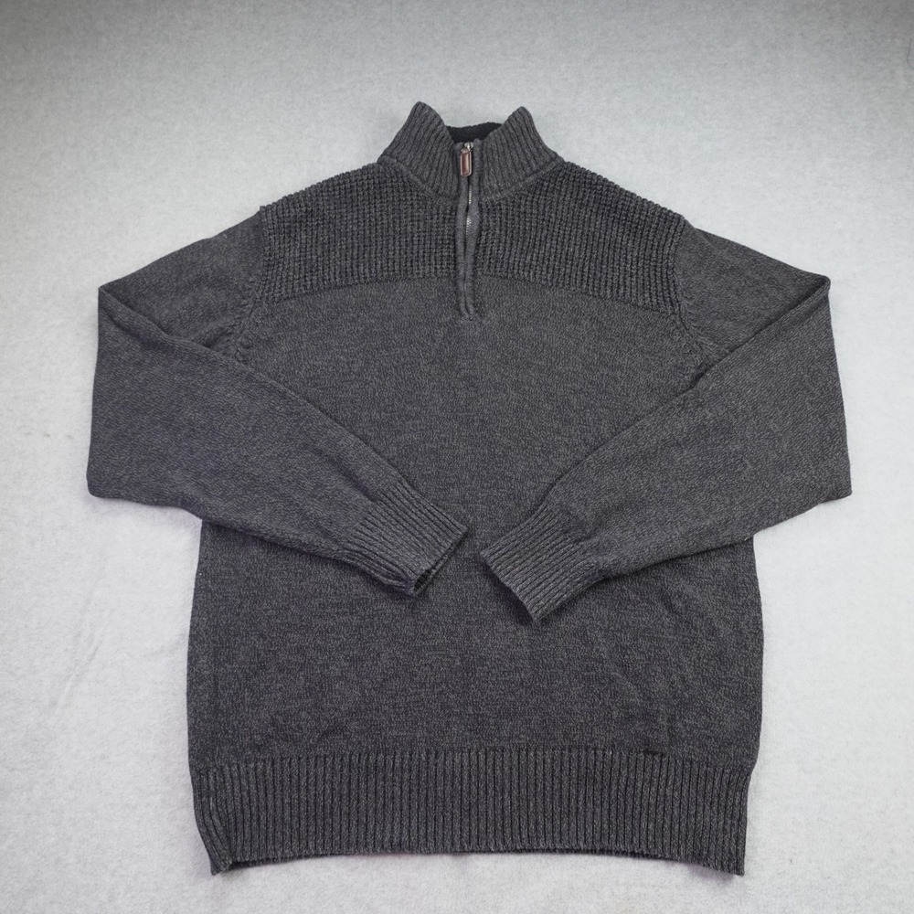 Field & Stream Sweater Mens Large Charcoal Gray Quarter Zip Casual Pullover